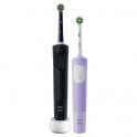 Набор электрических зубных щеток Braun Oral-B Vitality Pro, 2 щётки + 2 насадки, черная/лиловая (D103.423.3H)