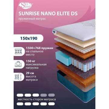 Характеристики SKYSLEEP 150x190 SUNRISE NANO Elite DS: подробное