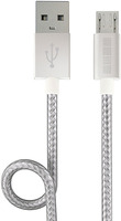 фото Кабель usb 2.0 - microusb 2.0 nylon, 1 м, silver interstep