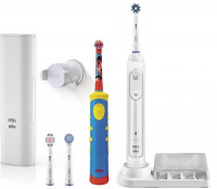 фото Набор электрических зубных щеток oral-b genius 8200 d701.535.5xc white + viltaity stages power d10.513k mickey kids braun