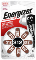 фото Батарейки для слухового аппарата zinc air 312 dp-8, 8 шт energizer