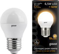 фото Светодиодная лампа led globe e27 6.5w 2700k (105102107) gauss