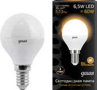 фото Светодиодная лампа led globe e14 6.5w 2700k (105101107) gauss