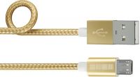 фото Кабель usb-microusb, 2 м, gold (is-dc-mcusbnygl-200b201) interstep