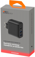 фото Сетевое зарядное устройство pd60w (usb-c) + 2xusb (24w), black (is-tc-pdusbk60w-000b210) interstep