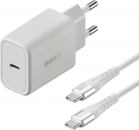 фото Сетевое зарядное устройство pd18w (usb-c) + usb-c, 1 м, white (is-tc-pd1utc18w-000b210) interstep