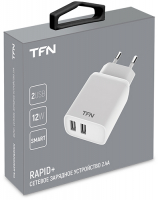 фото Сетевое зарядное устройство rapid+ 2xusb 2.4a white (tfn-wcrpd12w2uwh)