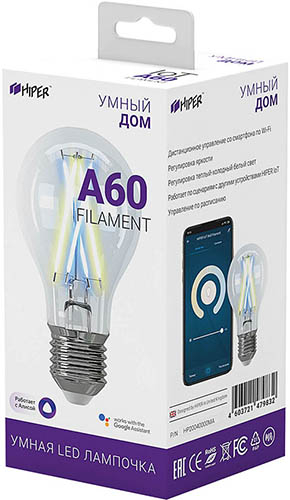  Умная лампа HIPER IoT A60 Filament (HI-A60FIL)  