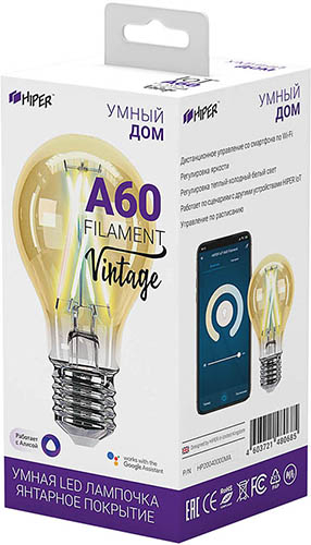  Умная лампа HIPER IoT A60 Filament Vintage (HI-A60FIV)