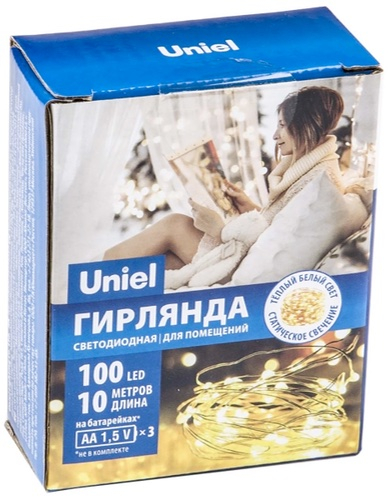  Электрогирлянда Uniel ULD-S1000-100/SCB/3AA Wham White IP20 Dew 