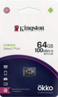 фото Карта памяти microsdxc canvas select plus 64gb + промо okko (sdcs2ok) kingston