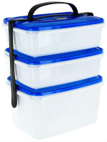 фото Набор контейнеров с ручкой для переноски, 3 шт, голубой/прозрачный (pt9150/мвмгпр-22) plast-team