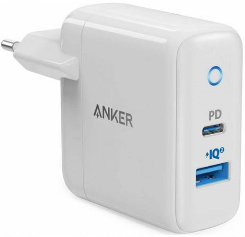 Сетевое зарядное устройство Anker PowerPort PD+2 18W USB-C + 15W USB-A White (A2626LD1)