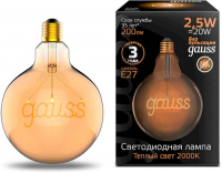 фото Светодиодная лампа filament g125 2,5w 200lm 2000к е27 golden (175802003) gauss