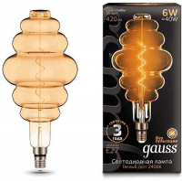 фото Светодиодная лампа filament honeycomb 6w 420lm 2400к е27 golden flexible (158802006) gauss