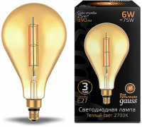 фото Светодиодная лампа filament ps160 6w 890lm 2700к е27 golden straight (179802118) gauss