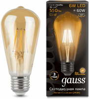 фото Светодиодная лампа filament st64 6w 550lm 2400к e27 golden (102802006) gauss