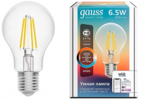 фото Умная лампа smart home dim+cct e27 a60 6,5w 2000-6500к (1220112) gauss