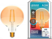 фото Умная лампа smart home dim+cct e27 g95 golden 6,5w 2000-5500к gauss