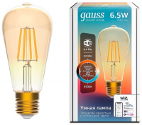 фото Умная лампа smart home dim+cct e27 st64 gold. 6,5w 2000-5500к gauss