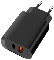 фото Сетевое зарядное устройство usb + type c qc 20w black (tfn-wcrpd08)