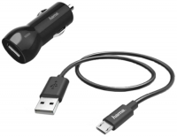 фото Автомобильное зарядное устройство 2,4a microusb black (00183246) hama