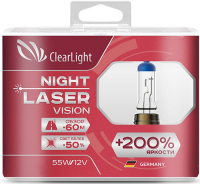 фото Лампа автомобильная галогенная h7 12v-55w night laser vision + 200%, 2 шт (mlh7nlv200) clearlight