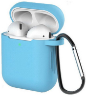 фото Чехол 1/2 с карабином для airpods light blue (cbap40bl) eva