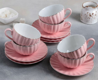 фото Сервиз чайный "вивьен", 12 предметов, розовый (4442310) доляна