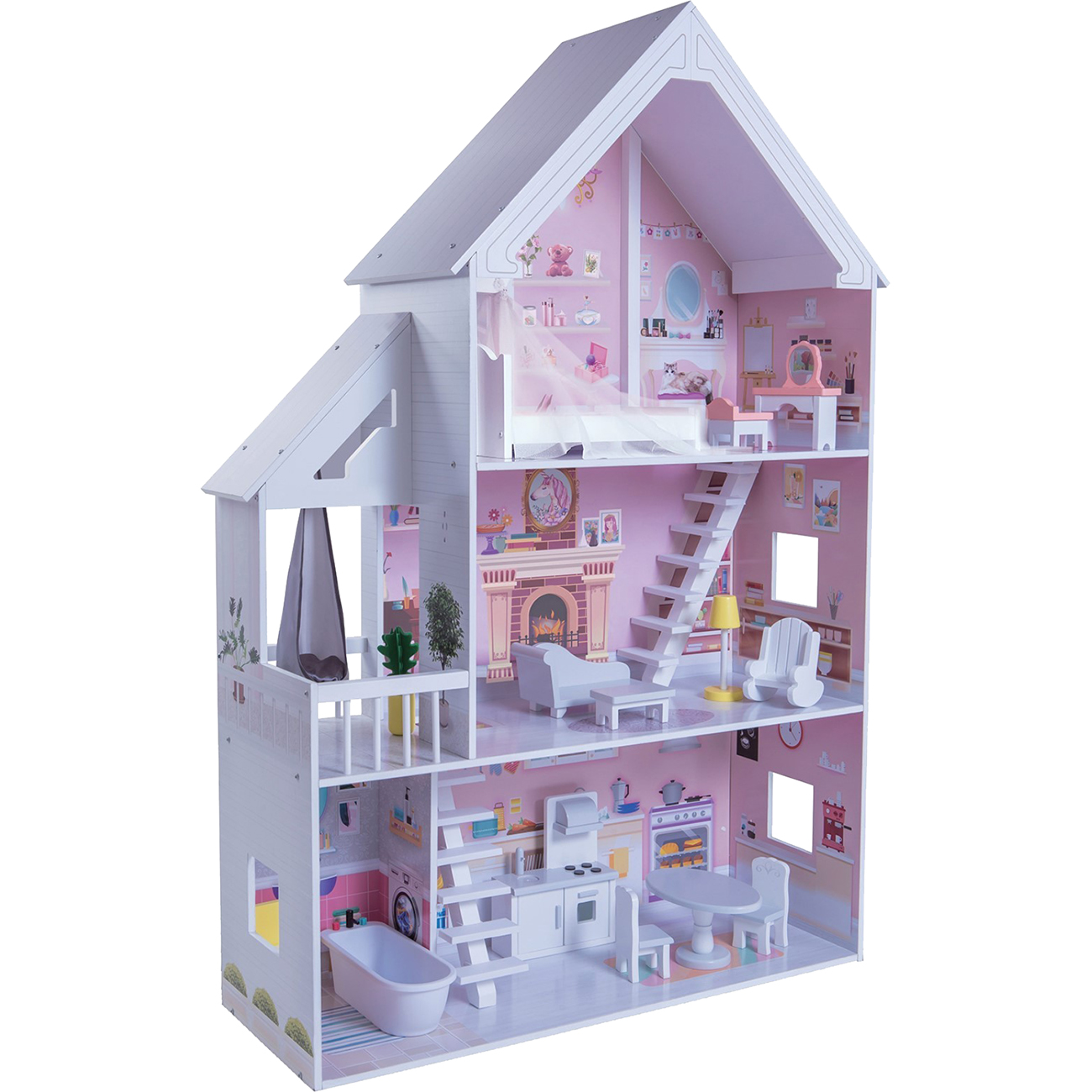Кукольный домик вдохновение для кукол до 30 см 16 предметов мебели 2 лестницы