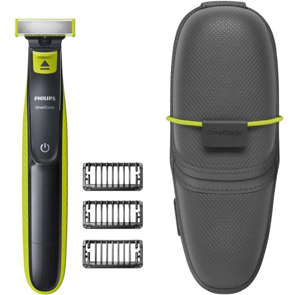 фото Oneblade qp2520/65 с 3 насадками-гребнями и дорожной сумкой philips