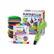 Набор для 3D творчества Funtastique 3 в 1, 3D ручка One зеленая + PLA 7 цветов + книга трафаретов (3-1-FP001A-G-PLA-7-SB)