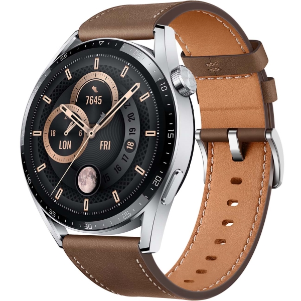 фото Смарт-часы watch gt 3 stainless steel/brown leather (jpt-b19) huawei