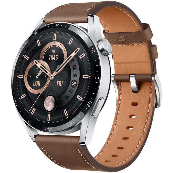 фото Смарт-часы watch gt 3 stainless steel/brown leather (jpt-b29) huawei