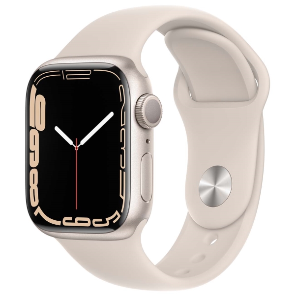 фото Смарт-часы watch series 7 gps 41mm starlight aluminum case with sport band (mkmy3ru/a) apple