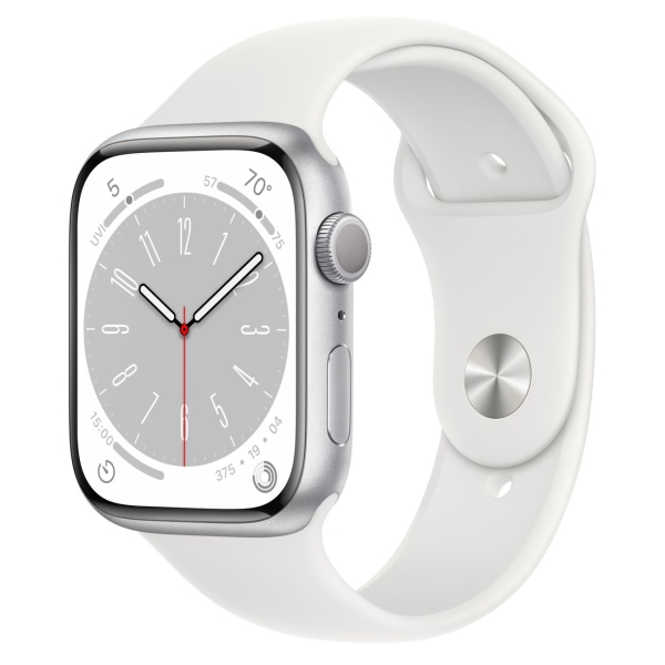 фото Смарт-часы watch series 8 45mm silver aluminium case with white sport band regular (mp6t3) apple