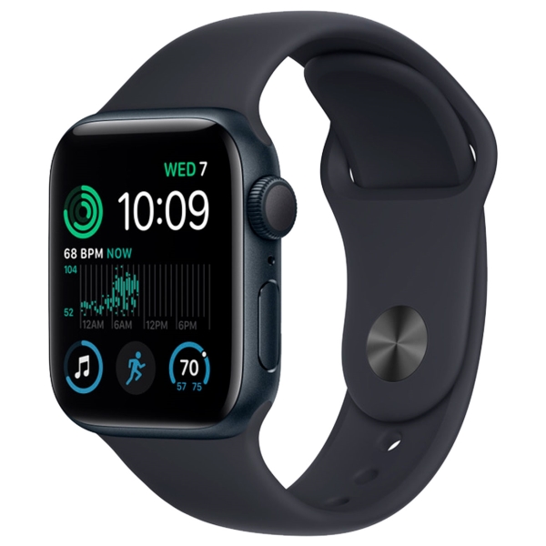 фото Восстановленные смарт-часы watch se 2022 40mm midnight aluminum case with midnight sport band, размер regular (mnjt3), хороший apple