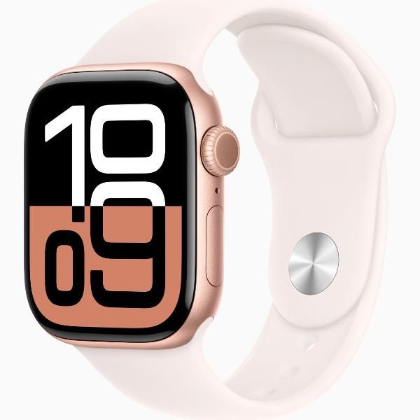 фото Восстановленные смарт-часы watch series 10 42mm розовое золото aluminum case with light blush sport band, размер s/m (mwwh3), как новый apple