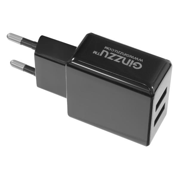 фото Сетевое зарядное устройство 2 usb 5v/3,1a black (ga-3311ub) ginzzu