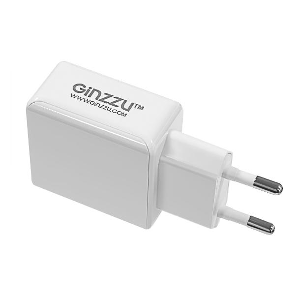 фото Сетевое зарядное устройство 2 usb 5v/3,1a, с кабелем 8pin, 1m white (ga-3313uw) ginzzu