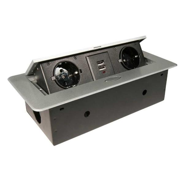 фото Выдвижной блок розеток toro-22-80 silver inrior