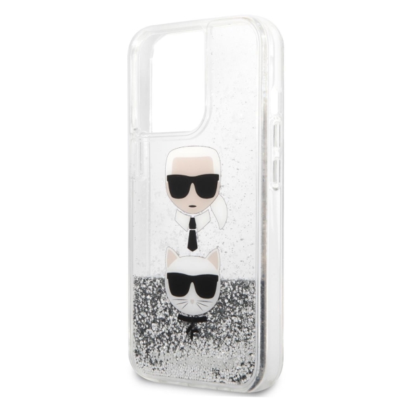 фото Чехол для iphone 13 pro choupette heads hard silver (klhcp13lkicgls) karl-lagerfeld