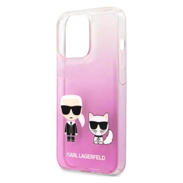 фото Чехол для iphone 13 pro choupette hard gradient pink (klhcp13lcktrp) karl-lagerfeld