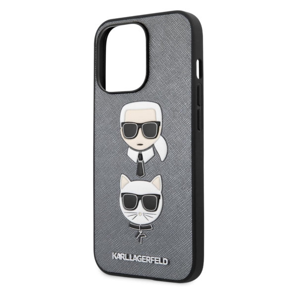 фото Чехол для iphone 13 pro saffiano choupette hard silver (klhcp13lsakickcsl) karl-lagerfeld