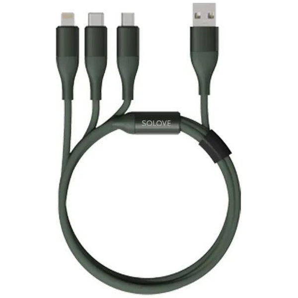 фото Кабель dw2 3 in 1 usb-lightning/micro/type-c 120cm green solove