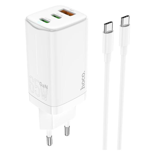 фото Сетевое зарядное устройство n16 3usb 4.8a 2pd 65w33w+qc3.0 white (47723) hoco