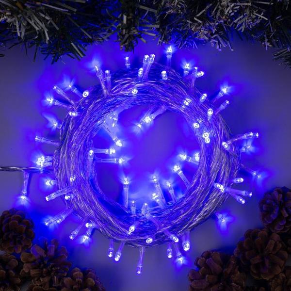 фото Электрогирлянда "нить", ip44, умс, 100 led, 24 в, 10 м, свечение синее (5167183) luazon-lighting