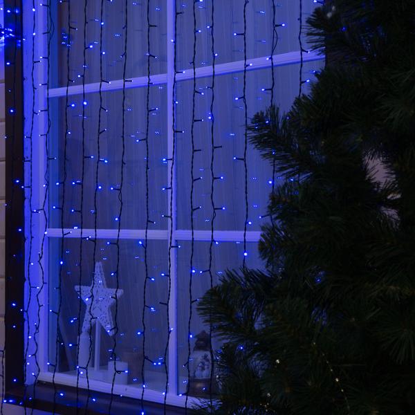 фото Электрогирлянда "занавес", ip44, умс, 1440 led, 220 в, 2x6 м, свечение синее (1080280) luazon-lighting