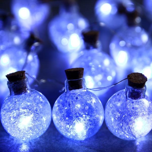 фото Электрогирлянда "нить", с насадками "шарики", ip20, 15 led, 2xaa, 1,6 м, свечение белое (7690108) luazon-lighting