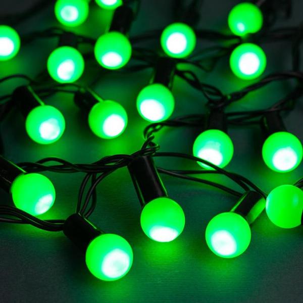 фото Электрогирлянда "нить шарики", 1,5 см, ip44, 10 м, 100 led, 220 в, свечение зеленое (671562) luazon-lighting